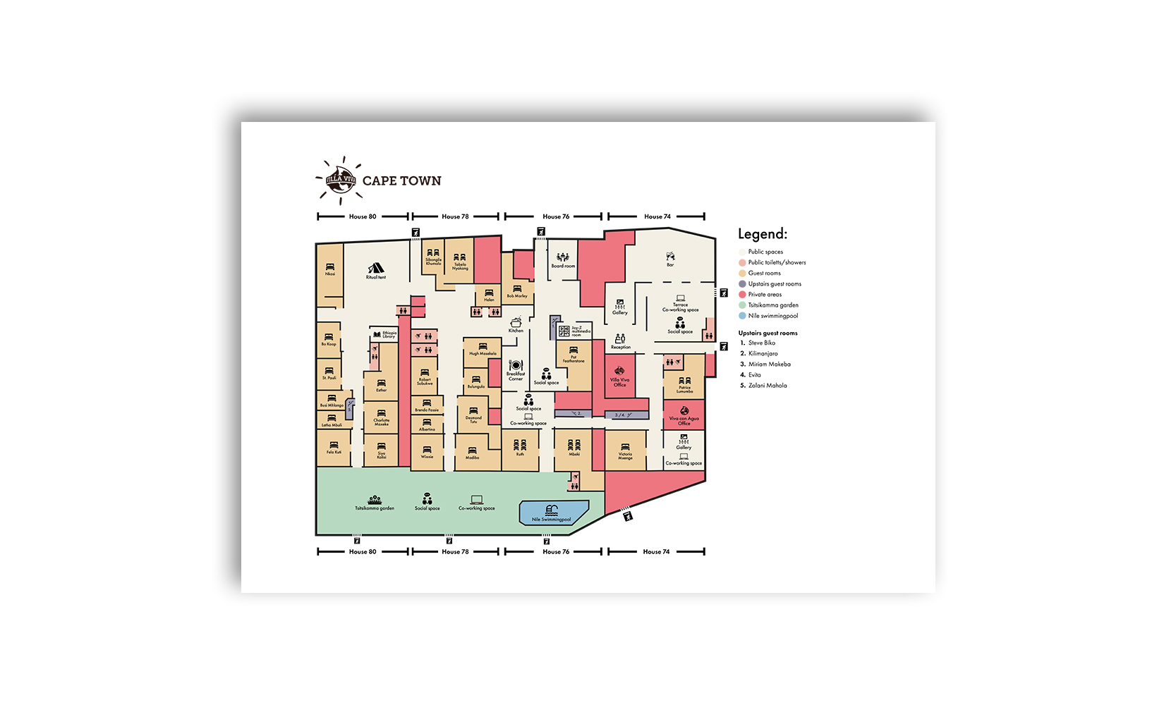 Grafische Umsetzung eines Hausplans für die Villa Viva Kapstadt.